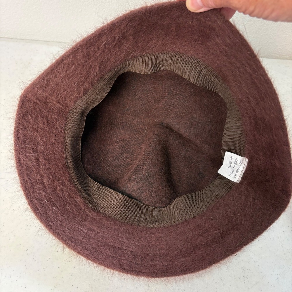 Vintage 100% Angora Rabbit Hair Fuzzy Cloche Bucket Hat Brown RN 105921 - Picture 4 of 6
